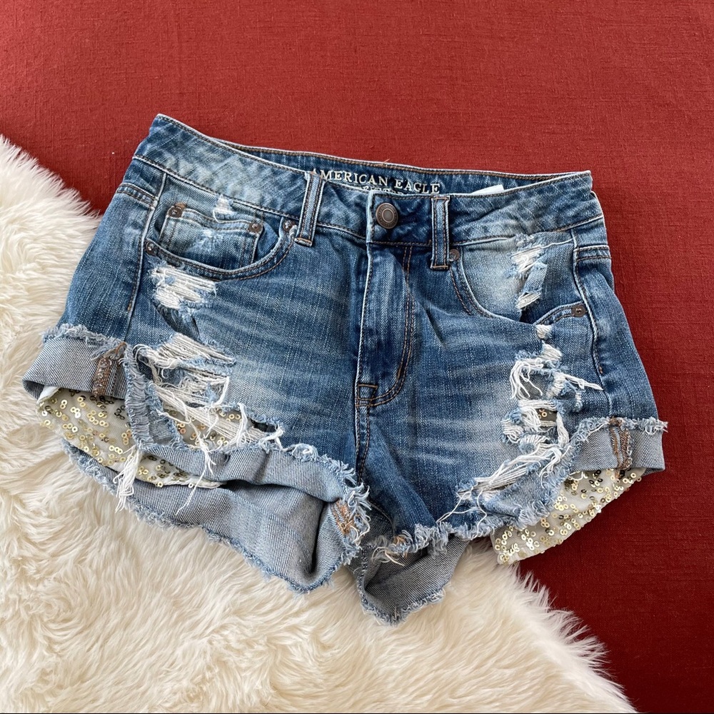 American eagle sequin hirise festival short sz.4